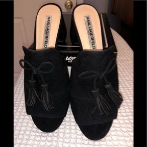 KARL LAGERFELD PARIS HOLLY BLACK SUEDE SLEEP ON